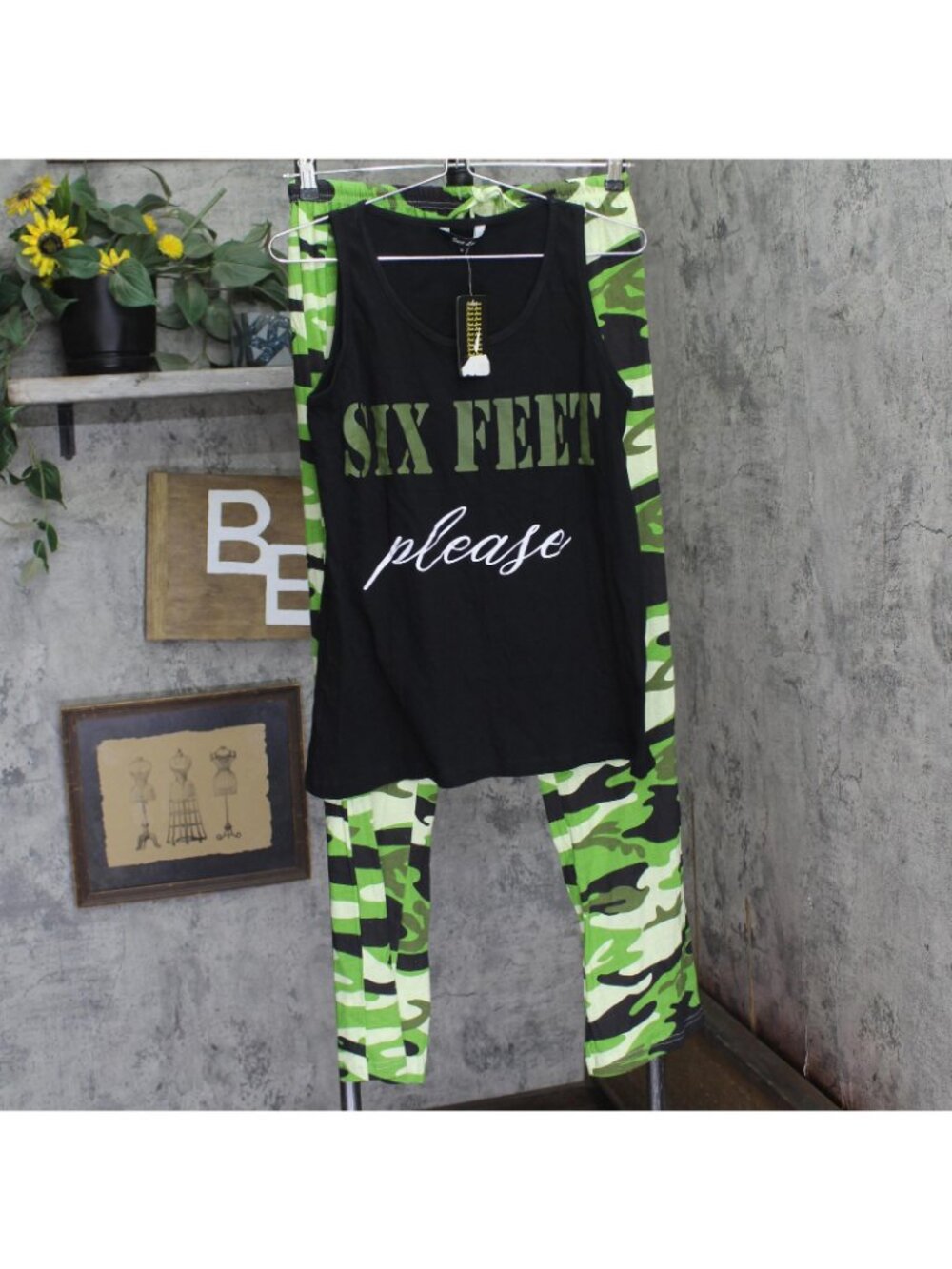 NWT Just Love Sleepwear Tank and Pajama Pants Set 92278971 Camouflage Black M - Picture 5 of 12